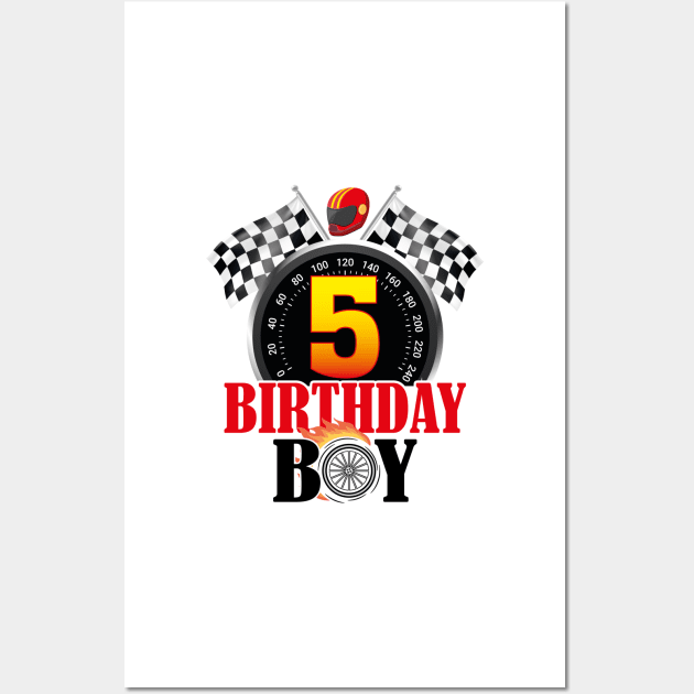 Kids 5th Birthday Racing Car Driver Wall Art by GShow